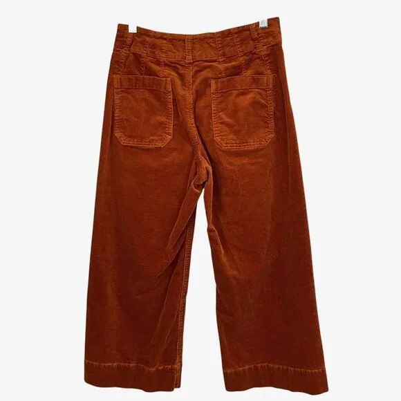 Maeve The Colette Corduroy Pants Womens 29P Orange Cropped Wide Leg Petite - Picture 3 of 10